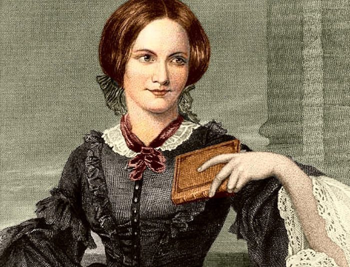 An illustrated portrait of a woman wearing a black dress with lace trim and holding a leather-bound book.