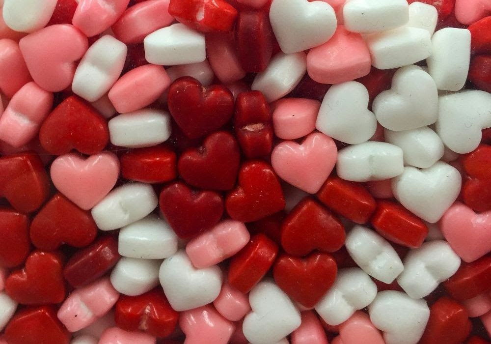 Pink, red, and white candy hearts