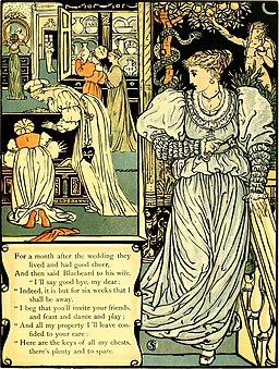 An illustrated book containing the story of Bluebeard